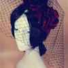 Andra modetillbehör Mini Top Hat Red Flower Rose Clip Veil Gothic Lolita Fancy Handmade Hair Clips Goth 230906