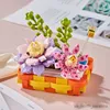 Blocos de flores blocos de construção desktop eterno rosa sakura cerejeira pote planta modelo brinquedo diy para crianças presente r230907