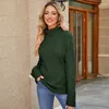 Suéter feminino grosso quente mulheres gola completa manga pulôver fino tricô tops outono inverno torções padrão camisa de fundo macio