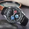 New Mens Watch Watch Watch Watch Bell Brown Leather Black Rubber Strap Ross 6 Hands187