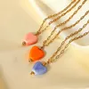 Pendant Necklaces French Elegant INS Style Ceramic Love Necklace Fashion Stainless Steel Heart Female For Women Man Men