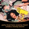 RUVINCE Money Gun Shooter, который выглядит как настоящий, Prop Gun Make It Rain, Ручной денежный пистолет для игр, фильмов, вечеринок, Стрелок с диспенсером для купюр (золото)