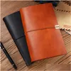 Notepads Partihandel A6 A5 Leather Notebook Diary Journal Note Book Spiral Soft er Business Office Notepad Planner 6 Ring Binder Refilla Dhknd