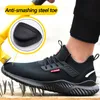 Boots Safety Shoes Men With Steel Toe Cap Anti-smash Men Work Shoes Sneakers Light Puncture-Proof Indestructible Shoes Drop 230907