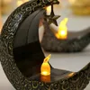 Autres fournitures de fête festive Eid Mubarak LED Lune Chandelier Moyen-Orient Festival Arrangement décoratif Lanterne arabe Bougie électronique Vent 230907