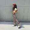 Trousers 2023 Summer Pants Baby Girls Wave Print Flare Leggings With Small Moq Brown Vintage Street Style Trouser Chirldren Pant 1 8Y 230906