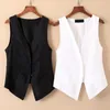 Women's Jackets Women Waistcoat Deep V Neck Sleeveless Solid Color Loose Single-breasted Soft Breathable Cardigan Spring Fall Lady Coat Tank