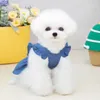 Vêtements de chien Chiot coréen Vêtements d'été 2023 Denim Jupe en dentelle à volants Chaton Vêtements Gilet Chihuahua Chemise Yorkie Pug Robe de chat