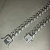 Großhandel 2 Reihen Stein Vvs Moissanit Iced Out Hip Hop Schmuckketten Pass Diamond Tester 925 Silber Cuban Link Chain Moissanit Ewgxt