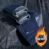 Jeans pour hommes polaire automne et hiver pantalons droits d'affaires en vrac thermique épaissi hommes décontracté tout