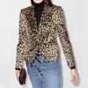 Damskie garnitury Blazers 2023 Autumn Korean Fashion Slim Fit Kurtka Pure Cotton Lopard Print Short Płaszcz Y2K Długie rękaw