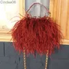 Women's Designer Bags Fashion Brand Ostrich Hair Luxury Plush Purse Evening One Shoulder Chain Bag Ladies Female Messenger Totebag