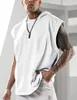 Débardeurs pour hommes 2023 Couverture décontractée Sports Hip-Hop Style Sans manches Gilet à capuche Chemise ample Gym Top Hommes