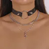 Choker Black Heart Necklace Gothic Jewelry Rivet Studded Chokers Witch Costume For Women Emo Goth Accessories