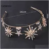 Gioielli per capelli Principessa barocca Diadema Bling Star Tiara e corona Fasce in metallo color oro per la sposa Consegna a domicilio Gioielli per capelli Dhwun