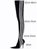 Three Stripes Over Knee Boots Satins Contrast Color High Heel Elastic Boots Pointed Tip Thin Heel Wrapped Legs Sexy for girls party shoes 35-43