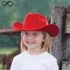 Breda brimhattar hink Luckylianji Retro Kids Trilby Wool Felt Fedora Country Boy Cowboy Cowgirl Hat Western Bull Jazz Sun Chapeau Caps for Children 230907