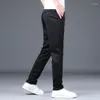 Men's Pants Classic Summer Men Thin Slim-Fit Casual Business Fashion Solid Stretch Trousers Male Dark Gray Blue Black