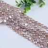 Chains 12-13mm Coin Shape Natural Purple Beads String Freshwater Pearls Strands