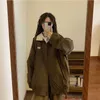 Deeptown Harajuku Vintage marron Cargo Bomber vestes femmes Y2k Streetwear 90s Patchwork veste de Baseball coréen surdimensionné manteau zippé