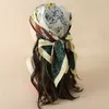 Scarves 70x70cm Women Scarf Silk Feeling Hair Neck Square Brand Office bandanna muffler Waiter Flight Attendants Handkerchief Rings wrap 230831