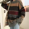 Pulls pour femmes 2023 Pull d'hiver Pull Rétro College Style Polyvalent Vintage Femmes Pulls rayés Coréen LooseKnitwear Casual Loose