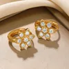 Hoop Earrings Korean Fashion Flower For Women Girls Gold Platinum Color Zircon Temperament Girl Year Jewelry Gifts