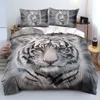 寝具セットタイガー羽毛布団カバーボーイズキルトカバーアニマル3D寝具セットピローケースで鮮やかな鮮やかな豪華な家のテキスタイルは大人キング230908