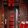 Fleurs décoratives couronnes de baies rouges pour porte d'entrée couronne de Noël pomme de pin artificielle fenêtre mur baies rotin décoration de fête à la maison
