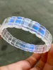 Strand Natural Blue Light Moonstone Clear Rectangle Beads Armband 12x8mm Stretch Women Fashion Stone äkta