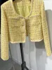 Giacche da donna Moda coreana Giacca in tweed Cappotto Donna Luxury Lana Manica lunga Cappotti corti Cardigan Outwear Casacos Chaqueta Mujer 230908