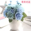 Dekoratif çiçekler yapay çiçek seti Avrupa yemek masası dekorasyon ipek süsler gül buket sahte düzenleme