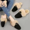 Kadınlar bahar peluş terlik kare ayak parmağı gerçek tavşan kürk flip floplar bulanık terlik katırları terlik süet slaytlar loafer p115 210903274l