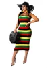 Casual Dresses Women Knitted Print Sleeveless Halter Neck Open Back Knee Length Bodycon Dress Beach Sexy Party Midi