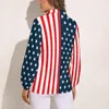 Blusas femininas dois tons blusa despojada bandeira americana estrelas e listras streetwear solto manga longa camisa de trabalho de escritório roupas de design