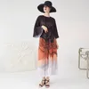 Casual Dresses ANLAN Miyake Pleated Formal Dress Fashion O-Neck Three-quarter Sleeve Print Maxi Long For Women 2023 Summer 6KK2619