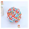 Dog Toys Chews Colorf Pet Cotton Chew Knot Rope Ball 5Cm 7Cm 8Cm Interactive Durable Shaped Braided Toy Drop Delivery Home Garden Supp Dhmgr