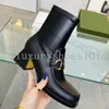 Stivali da donna Designer Stivaletti con tacco alto Stivaletti con diamanti Piattaforma Tacco grosso Martin Boot Scarpe in vera pelle Deserti Scarpe invernali all'aperto