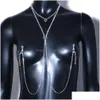 Other Fashion Metal Heart Nipple Chain Jewelry With Neck Non Piercing Body Necklace For Women Y Festival Outfit 221008 Drop Delivery Dhpu6