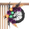 Dekorativa blommor halloween krans för ytterdörr återanvändbara upplysta dekorationer ledande ljus upp hemfest rekvisita