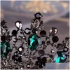 Hair Jewelry Baroque Bronze Black Green Crystal Bridal Tiaras Crown Vintage Diadem For Brides Headbands Accessories 220831 Drop Deliv Dhywq