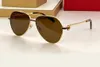 Vintage Pilot Sunglasses Gold Metal Brown Lens Men Summer Sunnies gafas de sol Sonnenbrille UV400 Eyewear with Box