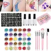 Other Permanent Makeup Supply 30 Colors Diamond Flash Glitter Powder Template Tattoo Set 60 For Adult Kids Face Body Art Painting 230907