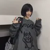 DeepTown Japanese Y2K Anime Print Black Sweater Women HARAJUKU Fashion Preppy Overize Jumper Kobiety Koszulki Hippie Streetwear
