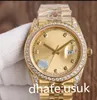 Luxury 41mm Watches Men's Automatic Watch Yellow Gold Stainless Steel Mechanical Diamond White Dial Waterproof Mens Watches