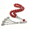 Braccialetti con ciondoli Tasbih Naturale Brasile Agata rossa Misbaha islamico Bracciale musulmano perline di preghiera eid ramadan regalo accessori moda araba Rosario 230907