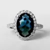 Solitaire Ring Huitan Charmant Blauw CZ Damesringen Bruiloft Accessoires Bling Sierlijke Bruidsring Trendy Sieraden Groothandel 230907