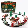 Décorations de Noël Train électrique Jouet Rail Voiture Mini Cadre de piste avec lumière sonore Décors d'arbre Enfant Année Cadeau de Noël 230907