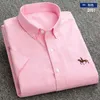 Cotton Oxford Plaid randig t-shirt män avslappnad kort ärm toppar manlig t-shirt ponny tee korean casual kläder affär casual skjorta