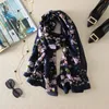 Scarves 100 Natural Silk Scarf Women Luxury Brand Digital Print Flowers Pashmina Shawl Female Long Bandana Foulard Oversize 230908